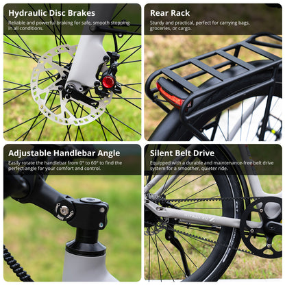 BK18 Pro elektrische fiets met riemaandrijving